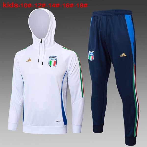 Niños Sudadera Con Capucha Italia 2024 2025 Blanco 3